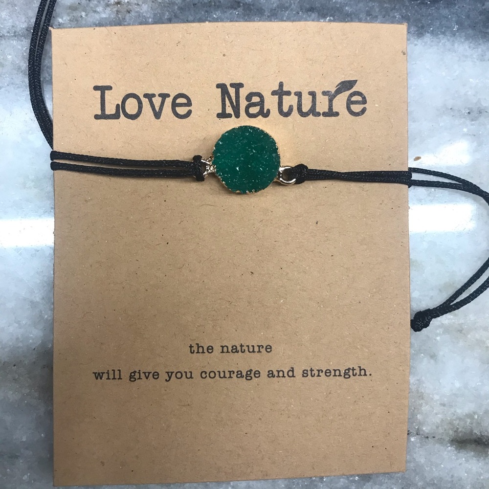 Dark Green Stone Cute Bracelet Nature